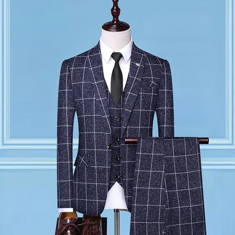 Men's Suits, Checkered Suits, Three-Piece Suits, Work Suits, Professional Suits, Men's Clothing Trends