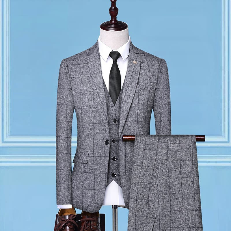 Men's Suits, Checkered Suits, Three-Piece Suits, Work Suits, Professional Suits, Men's Clothing Trends