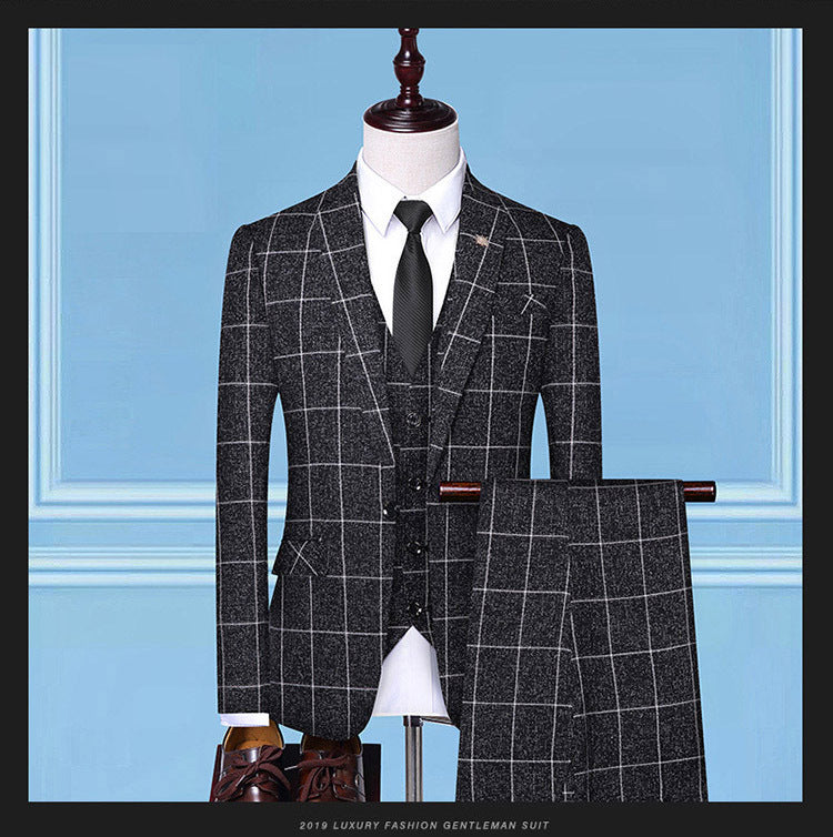 Men's Suits, Checkered Suits, Three-Piece Suits, Work Suits, Professional Suits, Men's Clothing Trends