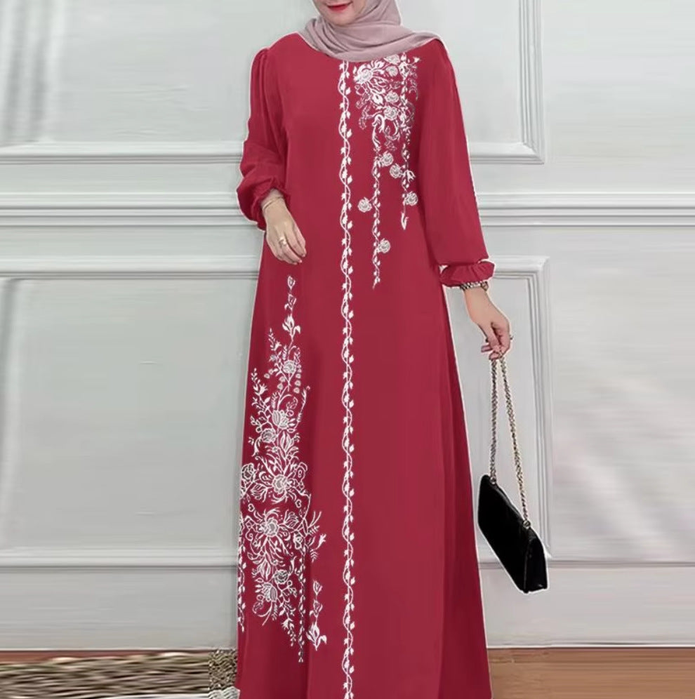 New Printed Ethnic Style Retro Loose Plus Size Long Dress