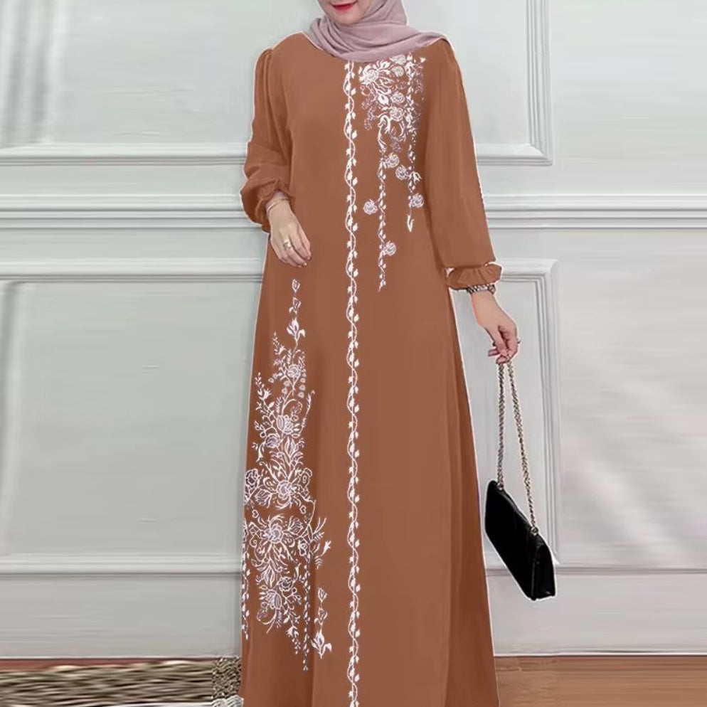 New Printed Ethnic Style Retro Loose Plus Size Long Dress