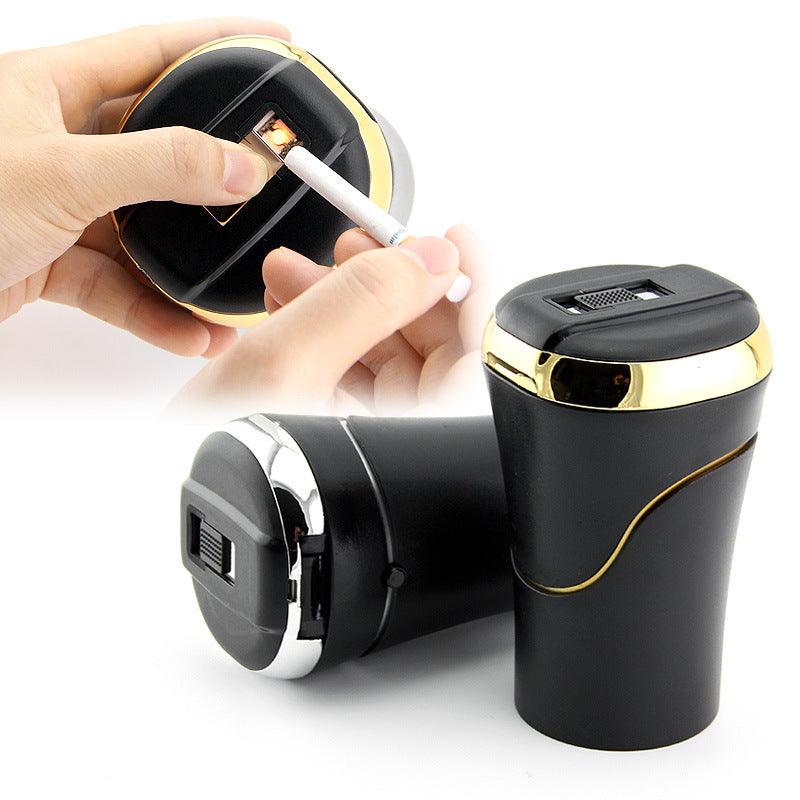 Push-pull Lighter Accessories Smokeless Detachable USB Rechargeable Car Ashtray Home Portable Smell Proof With Lid LED Blue Light