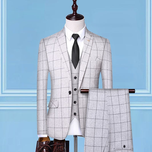 Men's Suits, Checkered Suits, Three-Piece Suits, Work Suits, Professional Suits, Men's Clothing Trends