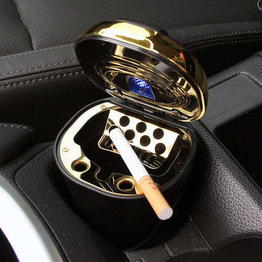 Push-pull Lighter Accessories Smokeless Detachable USB Rechargeable Car Ashtray Home Portable Smell Proof With Lid LED Blue Light