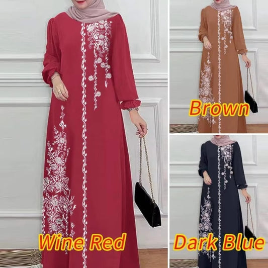 New Printed Ethnic Style Retro Loose Plus Size Long Dress